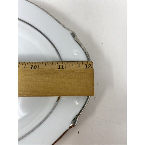 Yamaka Mandarin Oval Serving Platter Bamboo Silver Rim 12" X 8” Serving Tray - Picture 8 of 10